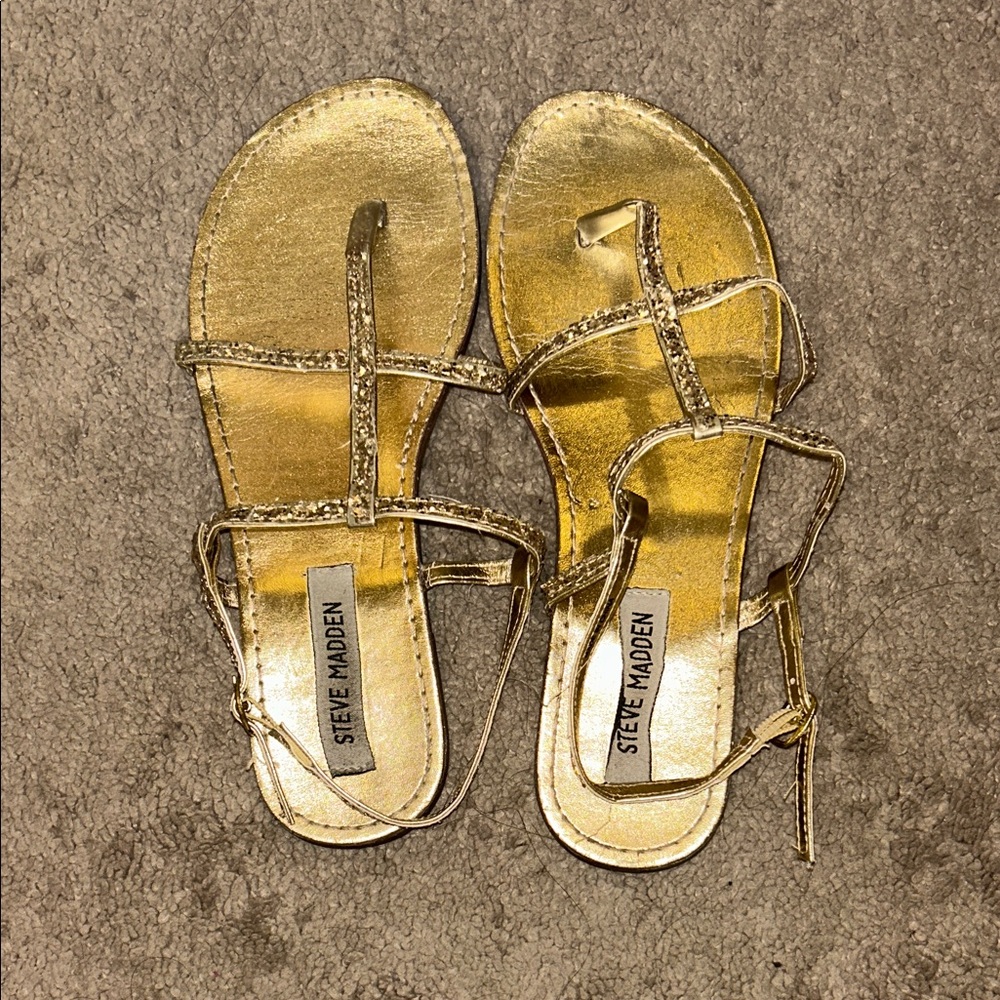 Steve Madden Metallic Gold Strappy Sandals